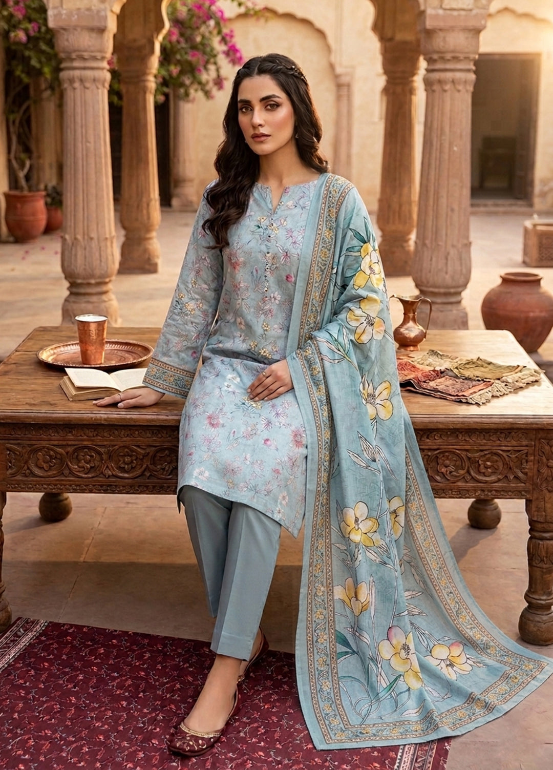 Bin Saeed Unstitched Printed Lawn 3 Piece Suit BS26UL BS26UL-D11 - Summer Collection