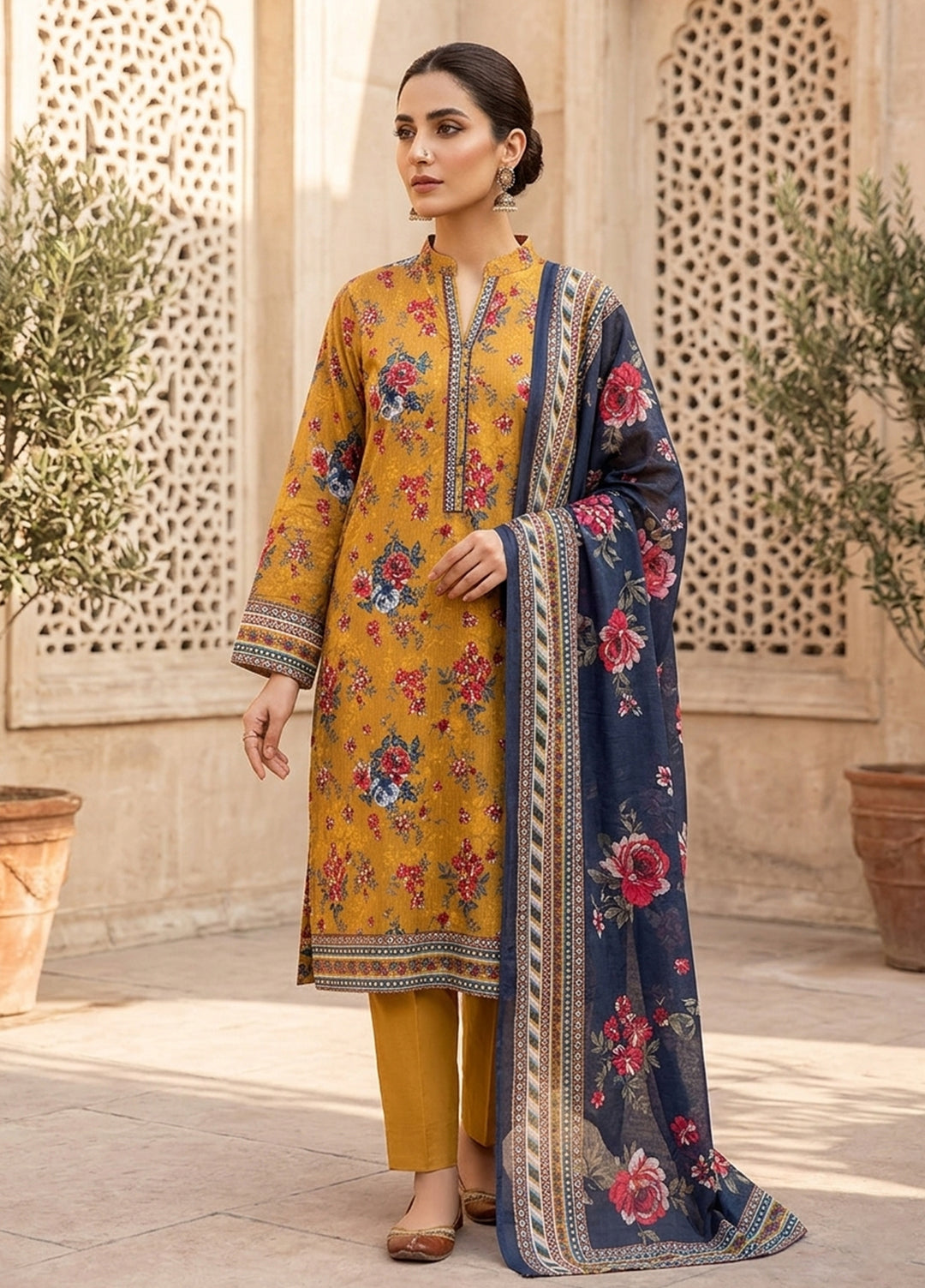 Bin Saeed Unstitched Printed Lawn 3 Piece Suit BS26UL BS26UL-D12 - Summer Collection