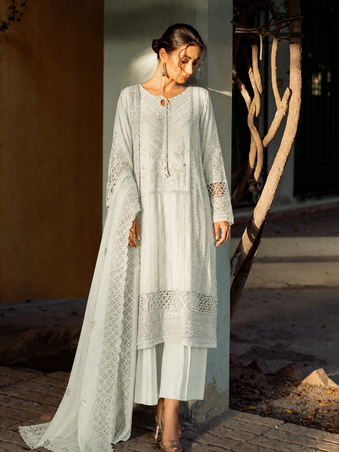 Fasane by HZ Textiles RTW Embroidered Chiffon 3 Piece Suit HZ26UCF HZK-241 Green - Festive Collection