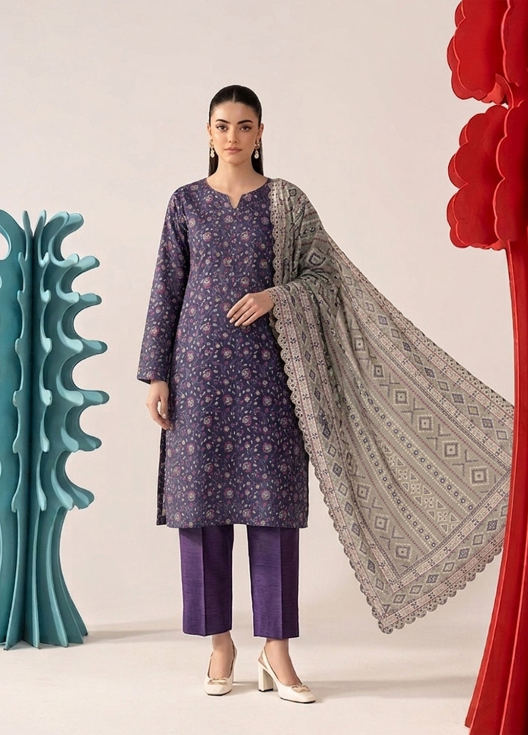 Bin Saeed Unstitched Printed Lawn 3 Piece Suit BS26UPL D-494 - Casual Collection
