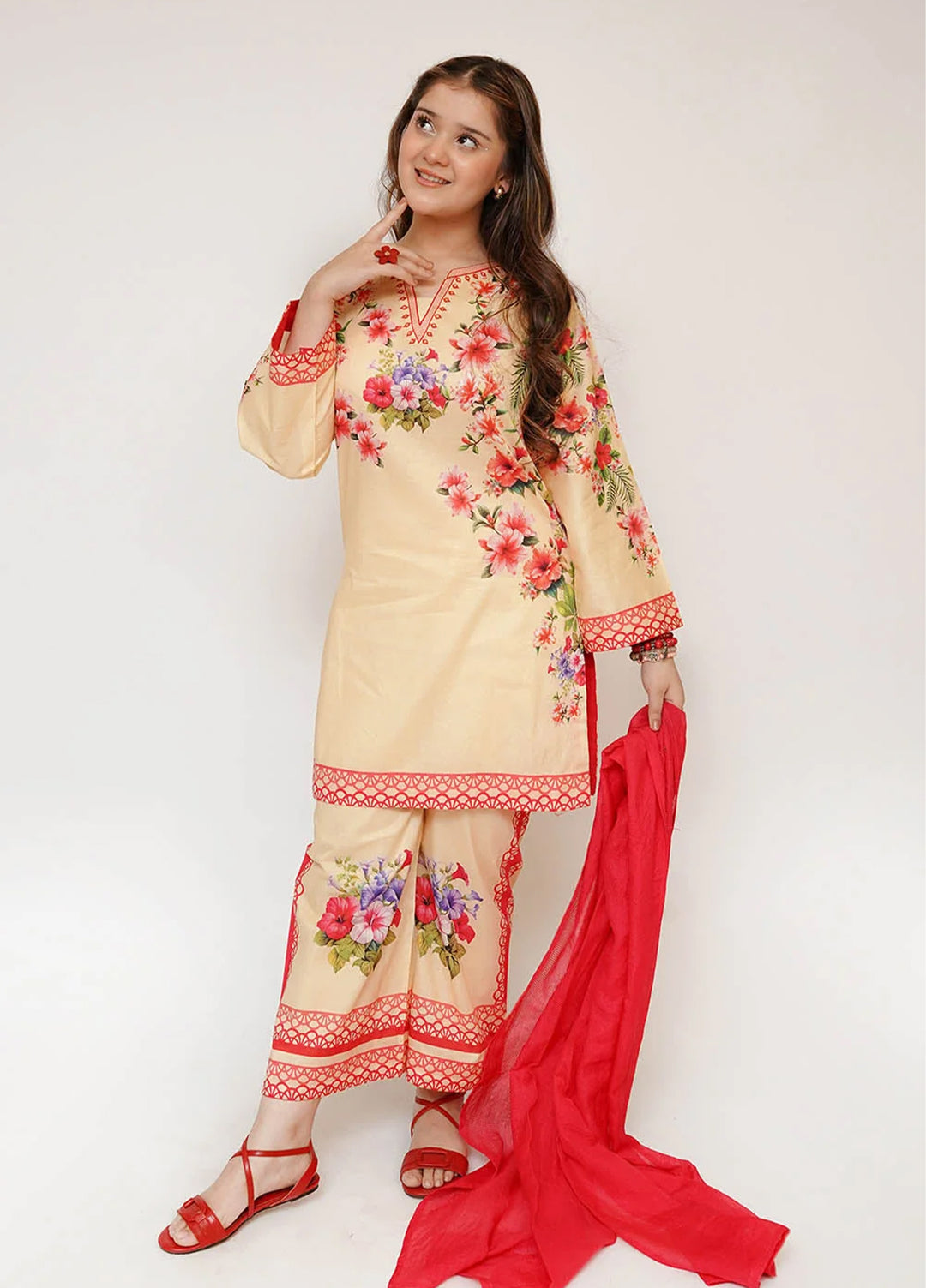 Senorita Girls RTW Printed Lawn Cotton 3 Piece Suit GAD-03475 - Festive Collection