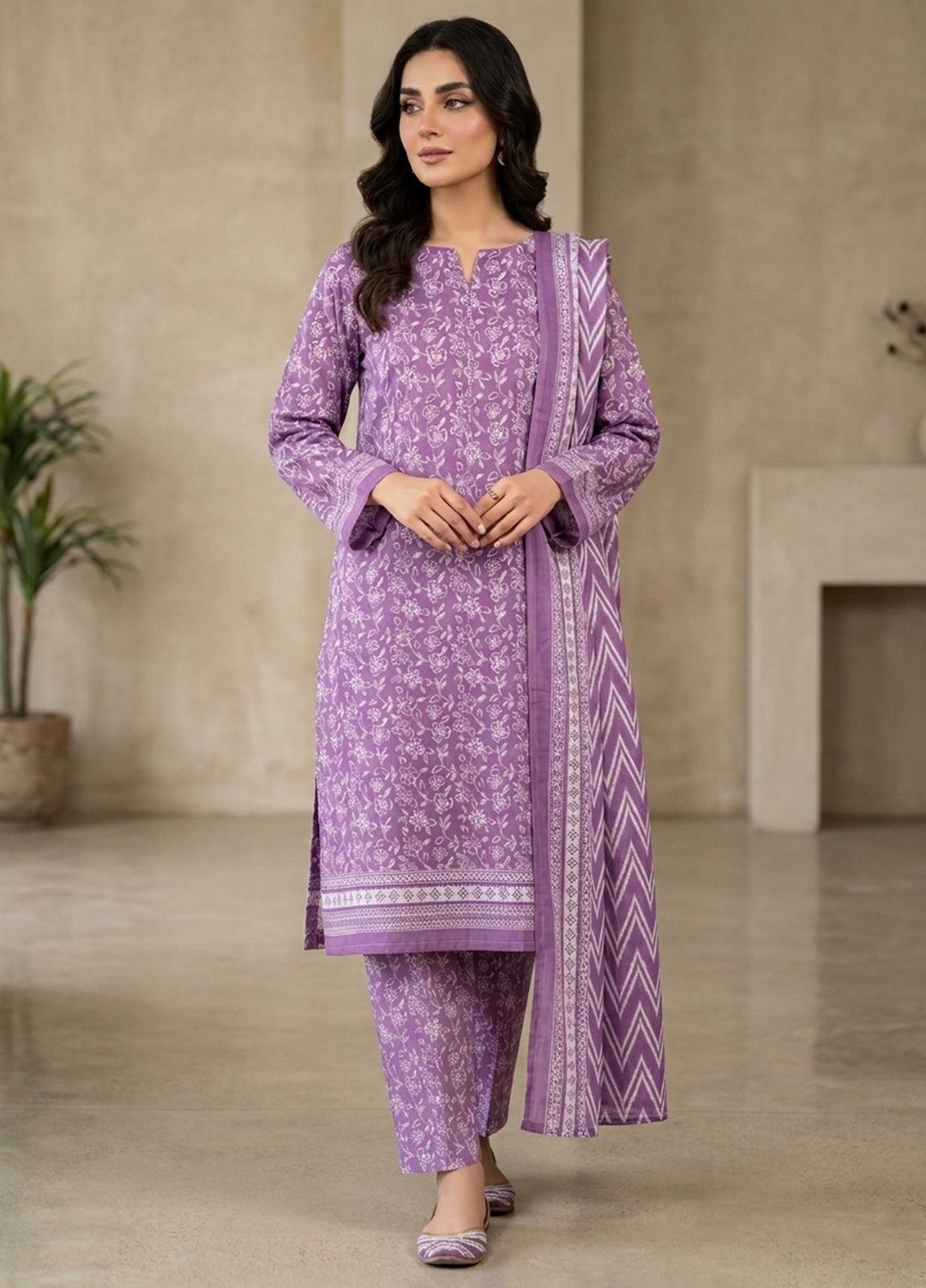 Bin Saeed Unstitched Printed Lawn 3 Piece Suit BS26UPLII D-586 - Casual Collection