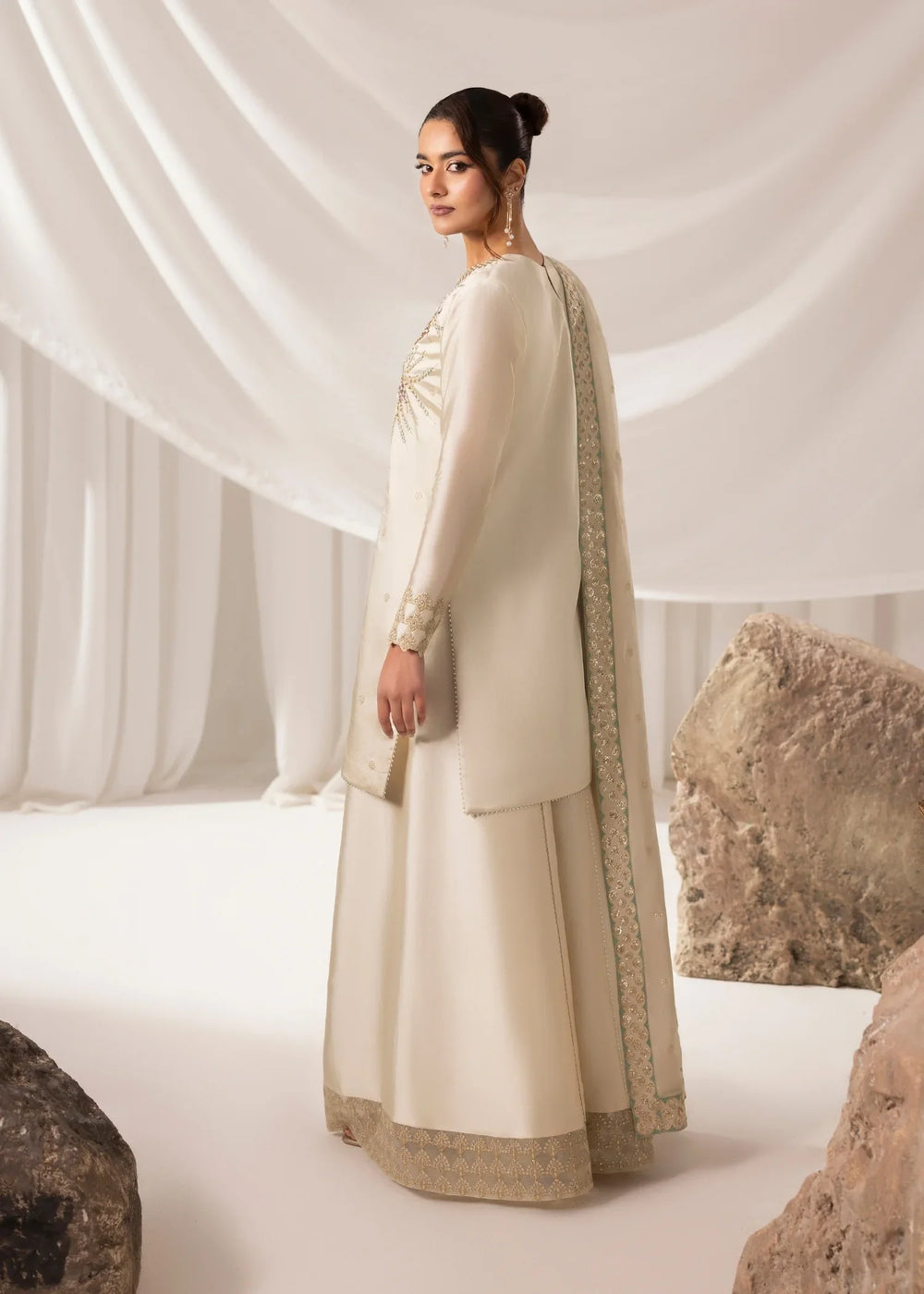 Celeste by Jamni RTW Embroidered Sheesh Silk 3 Piece Suit HALO Festive Collection