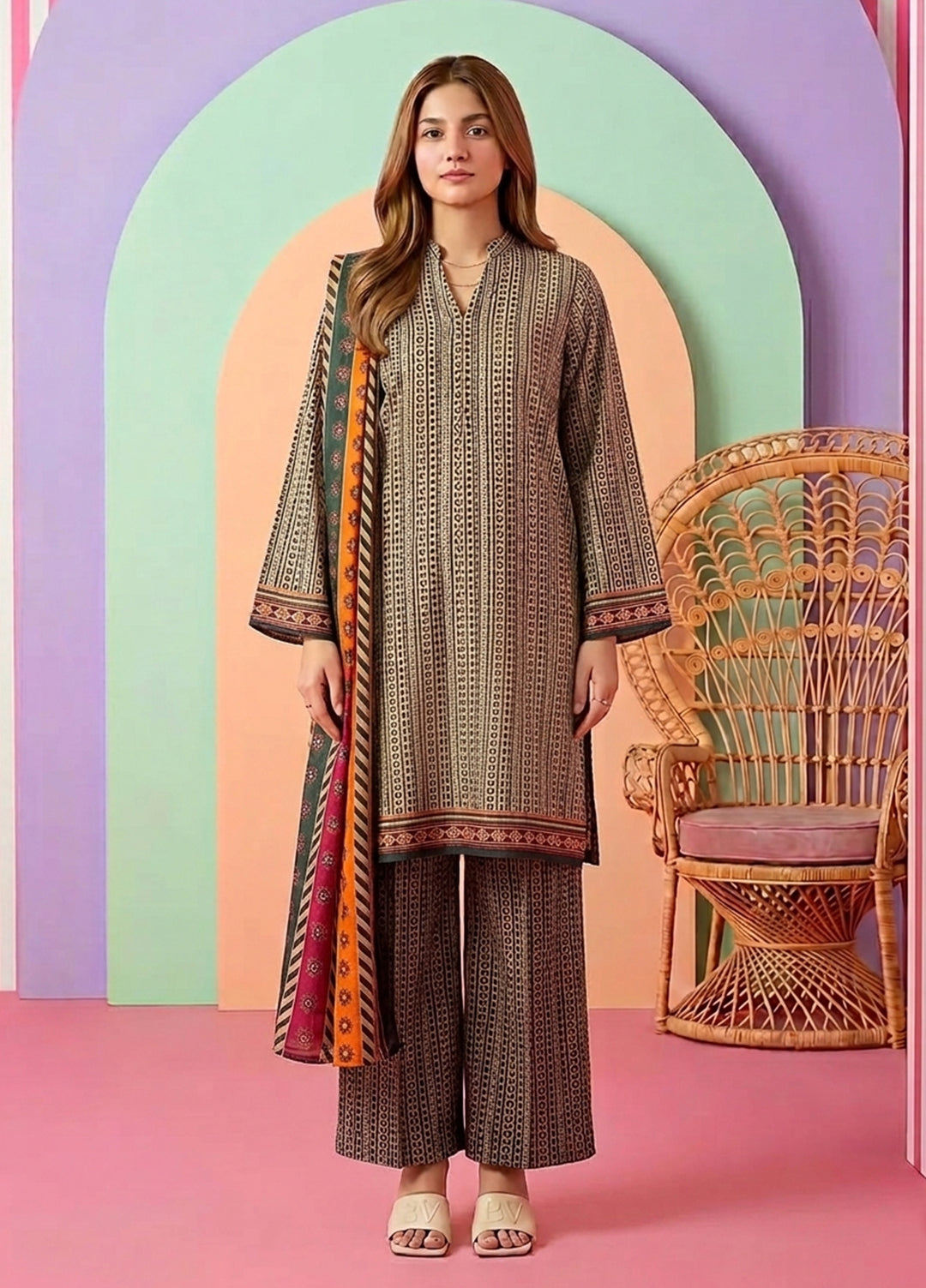 Bin Saeed Unstitched Printed Lawn 3 Piece Suit BS26UPL BS-10 - Casual Collection