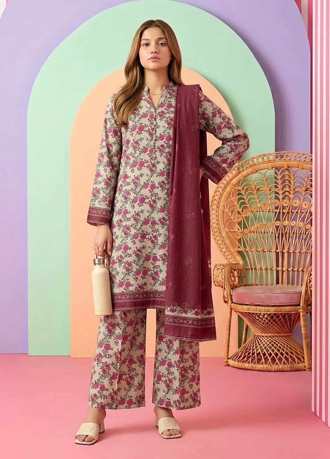 Bin Saeed Unstitched Printed Lawn 3 Piece Suit BS26UPL BS-14 - Casual Collection