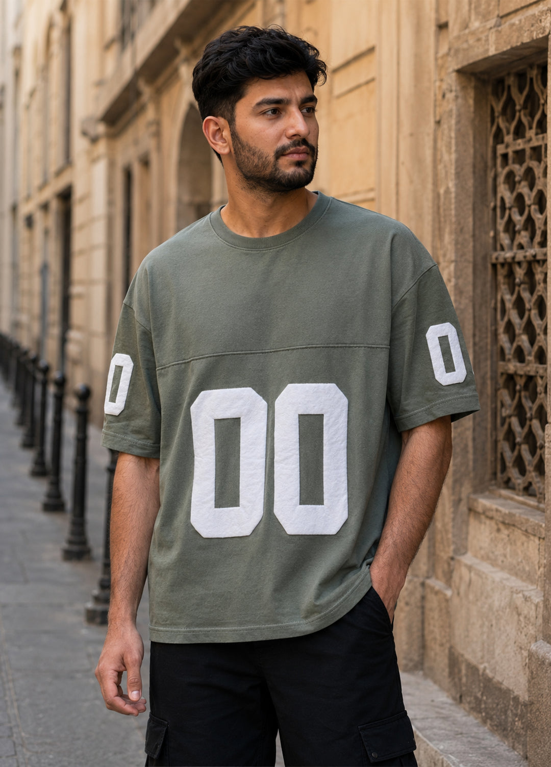 J.F Denim Mens RTW Solids Cotton 1 Piece T.Shirt R.Neck D.Green - Casual Collection