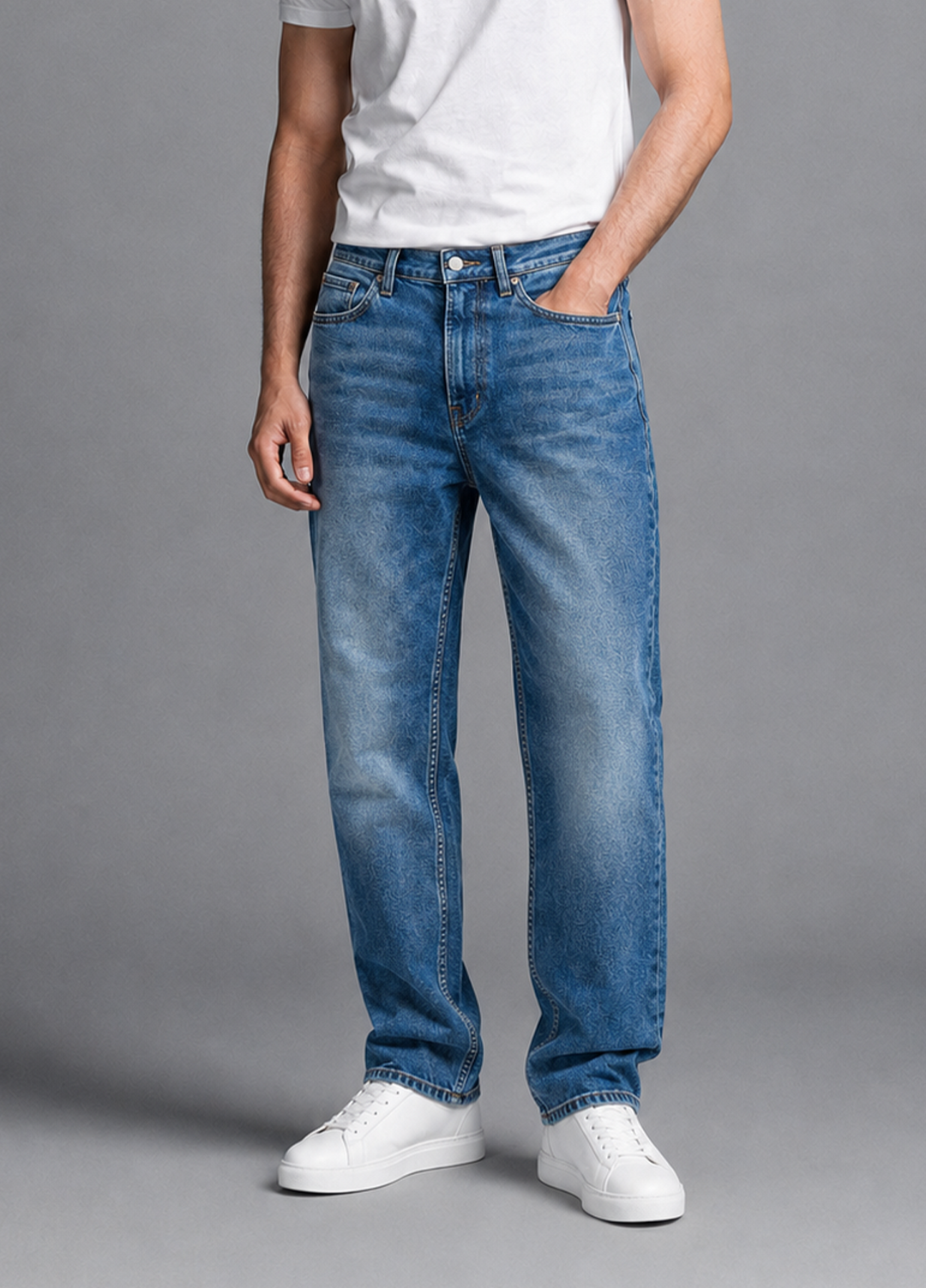 J.F Denim Mens RTW Solids Denim Pants ST-4 Blue - Casual Collection