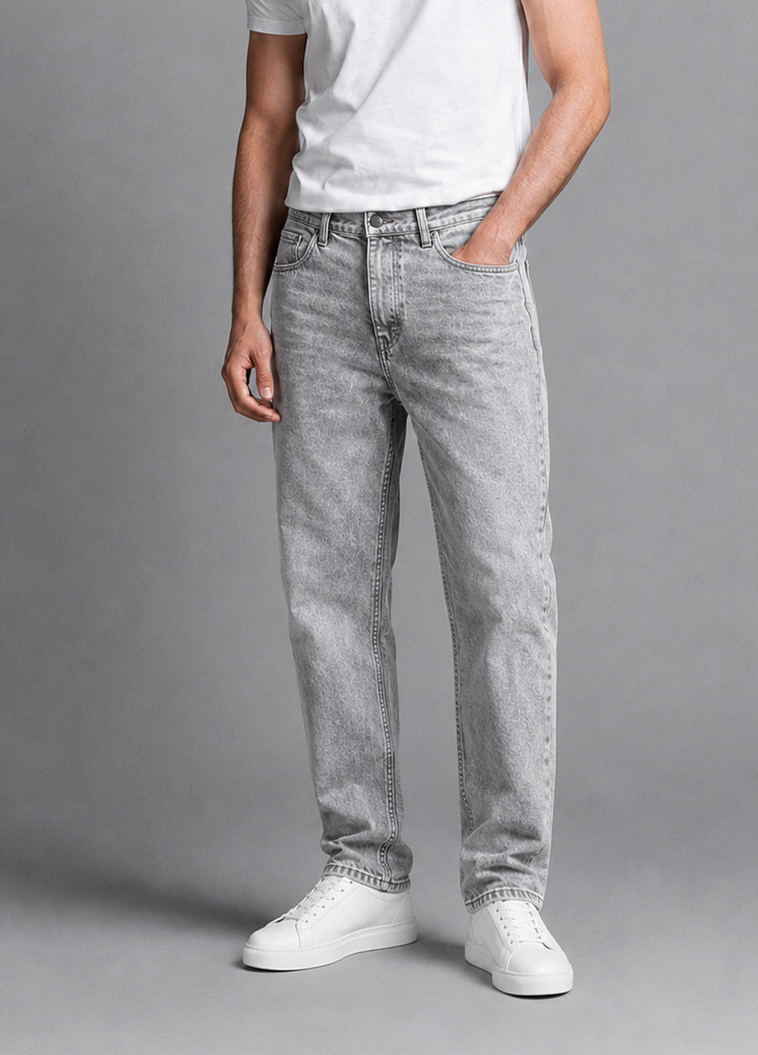 J.F Denim Mens RTW Solids Denim Pants ST-9 Grey - Casual Collection