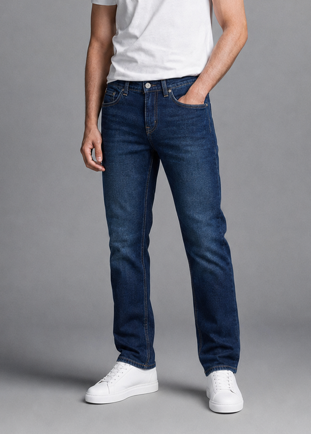 J.F Denim Mens RTW Solids Denim Pants ST-10 Navy - Casual Collection