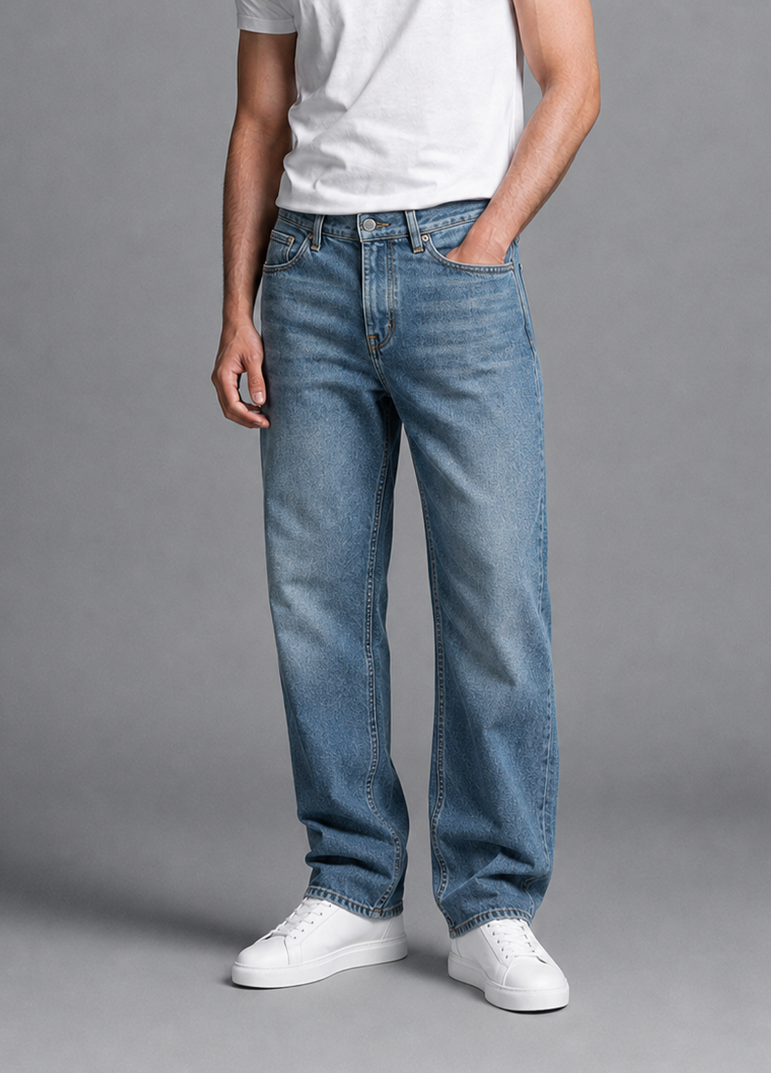J.F Denim Mens RTW Solids Denim Pants ST-11 Blue - Casual Collection