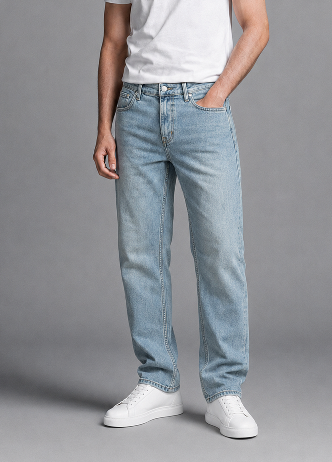 J.F Denim Mens RTW Solids Denim Pants ST-12 Blue - Casual Collection