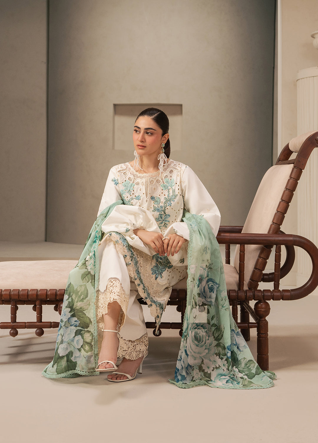 E-Craft by Elaf Unstitched Embroidered Lawn 3 Piece Suit EHC-1A Vanilla - Casual Collection