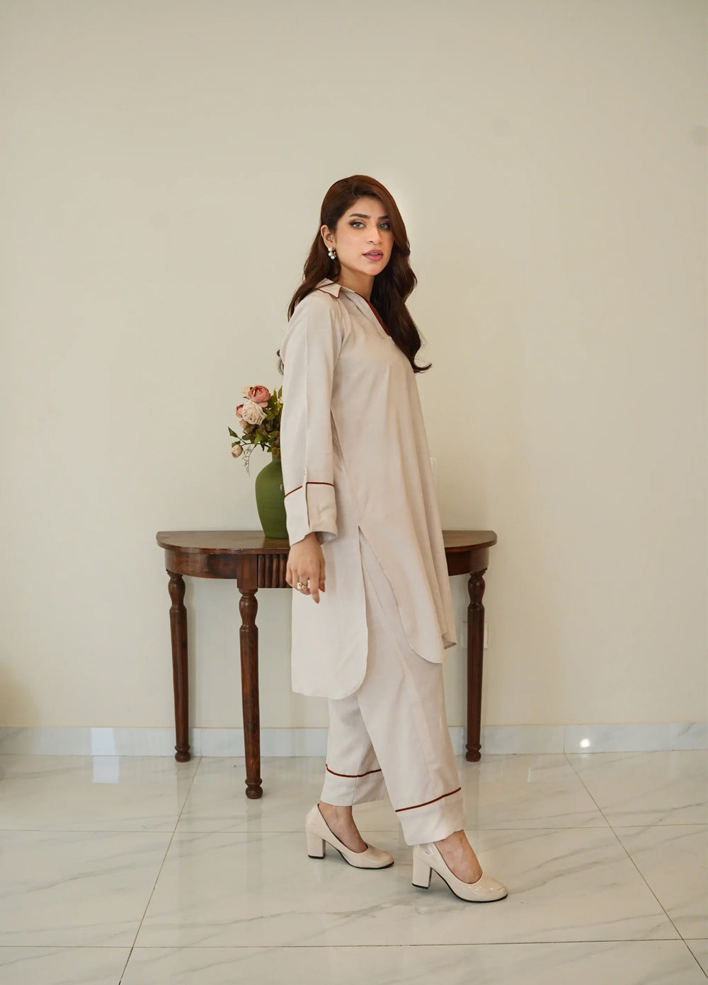 Luxe by Menaal RTW Solids Viscose Lawn 2 Piece Suit IVORY - Casual Collection