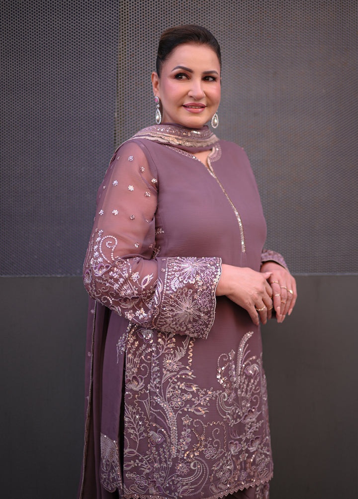 Sahane Embroidered Chiffon Suits Unstitched 3 Piece CT 25005 Roseate - Formals Collection