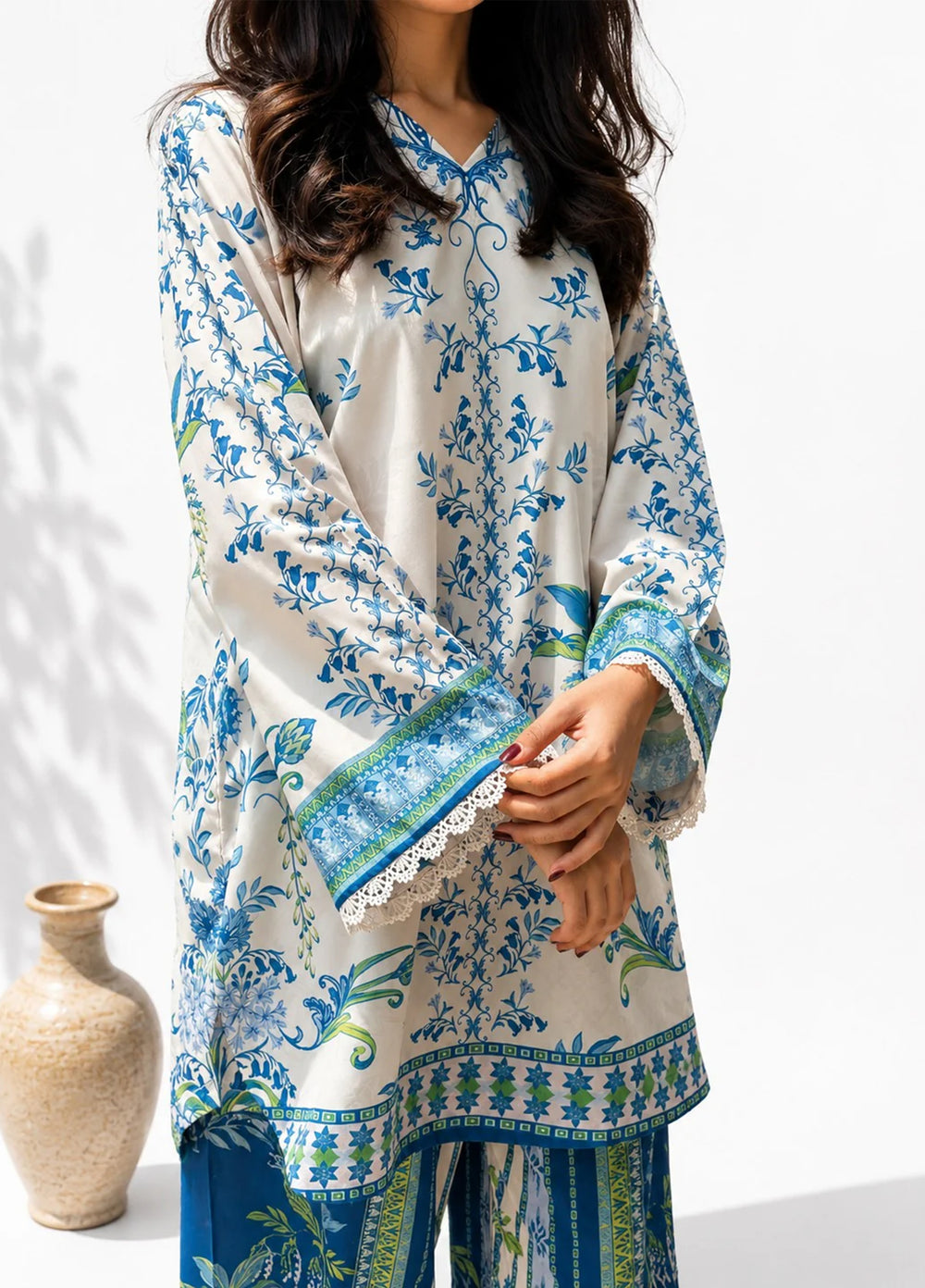 Saba Sumaiya Women RTW Printed Crepe Lawn 2 Piece Suit SS-78657 Blue Eden - Casual Collection