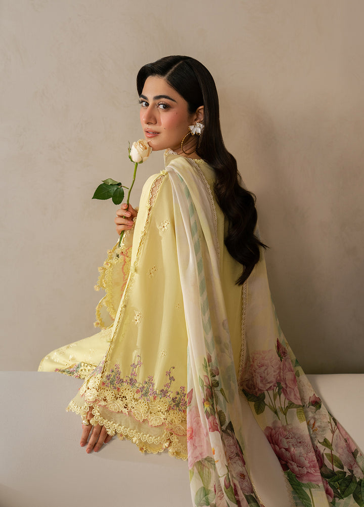 E-Craft by Elaf Unstitched Embroidered Lawn 3 Piece Suit EHC-3A Sunstone - Casual Collection