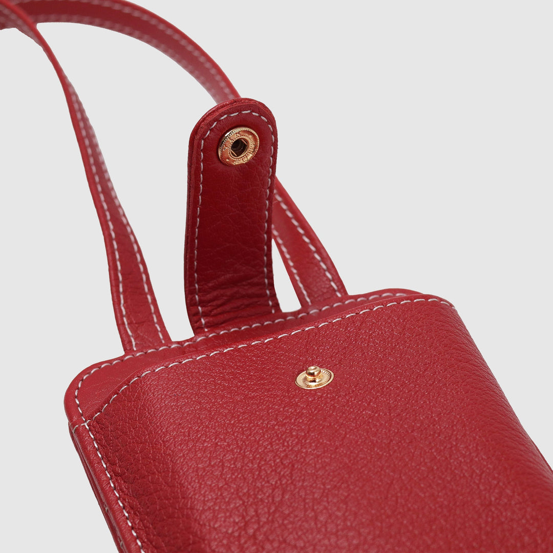 Lafanzo Unisex Leather Femora Crossbody Phone Pouch Ruby Red - Accessories Collection