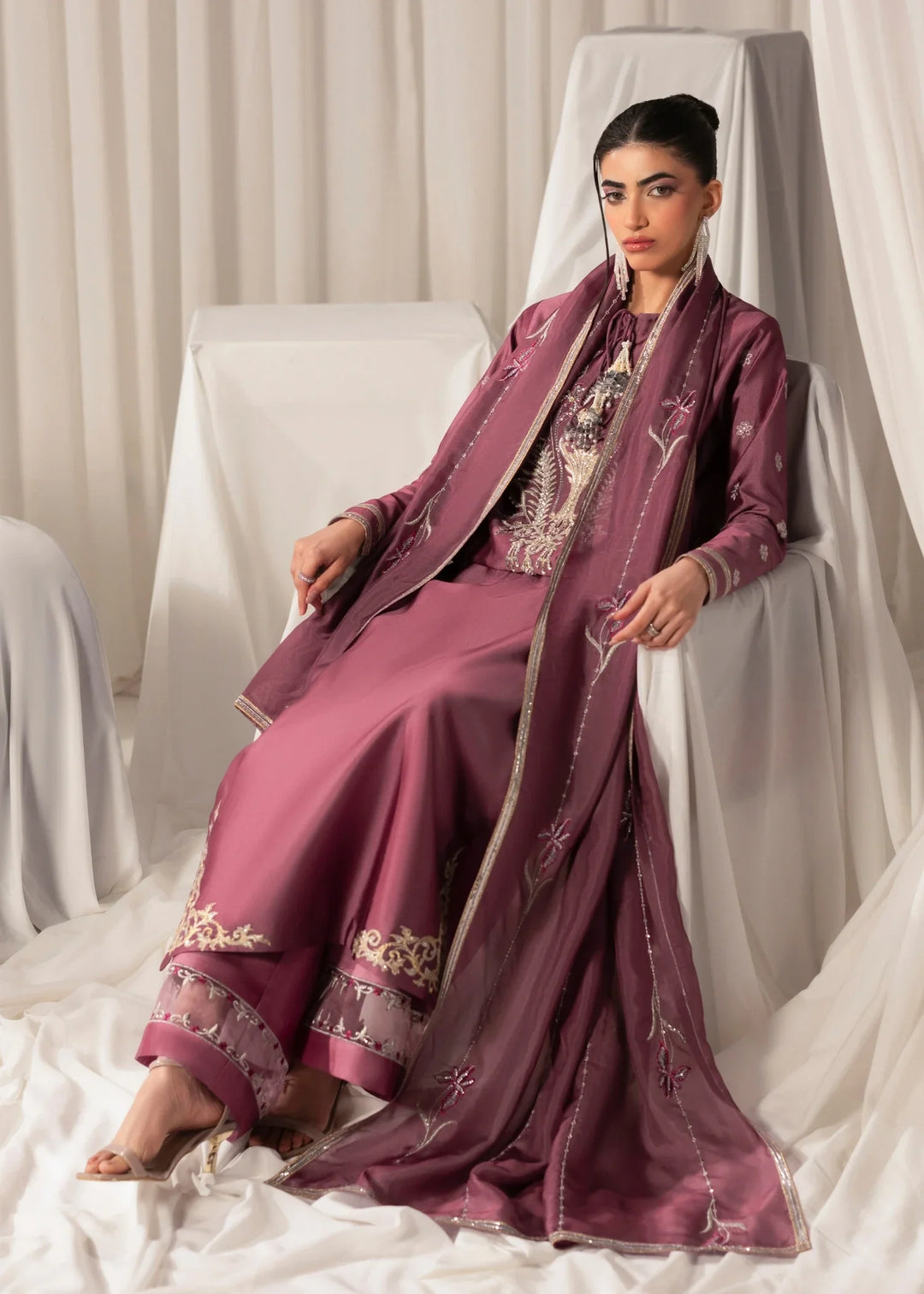 Celeste by Jamni RTW Embroidered Sheesha Silk 3 Piece Suit PEONY Festive Collection