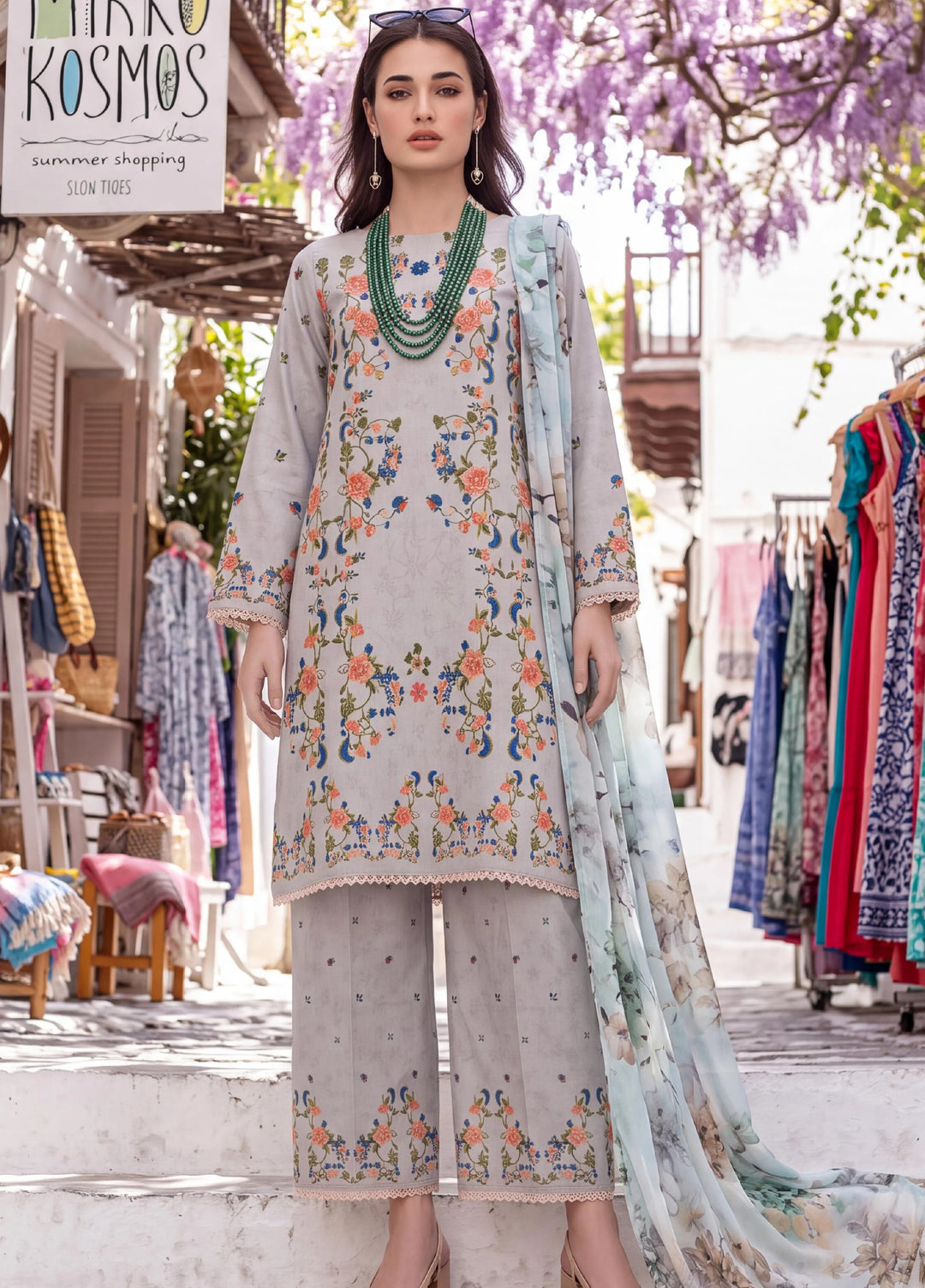 Coco by Al Zohaib Unstitched Printed Cambric 3 Piece Suit AZ26UCC D-08 - Casual Collection