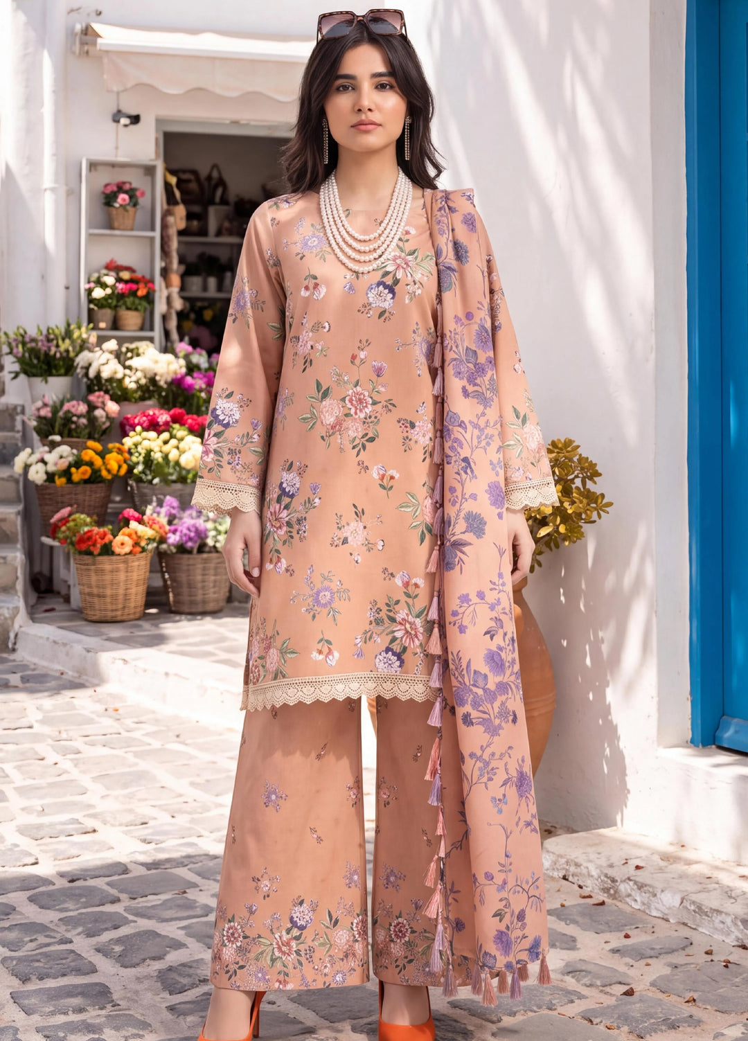 Coco by Al Zohaib Unstitched Printed Cambric 3 Piece Suit AZ26UCC D-10 - Casual Collection