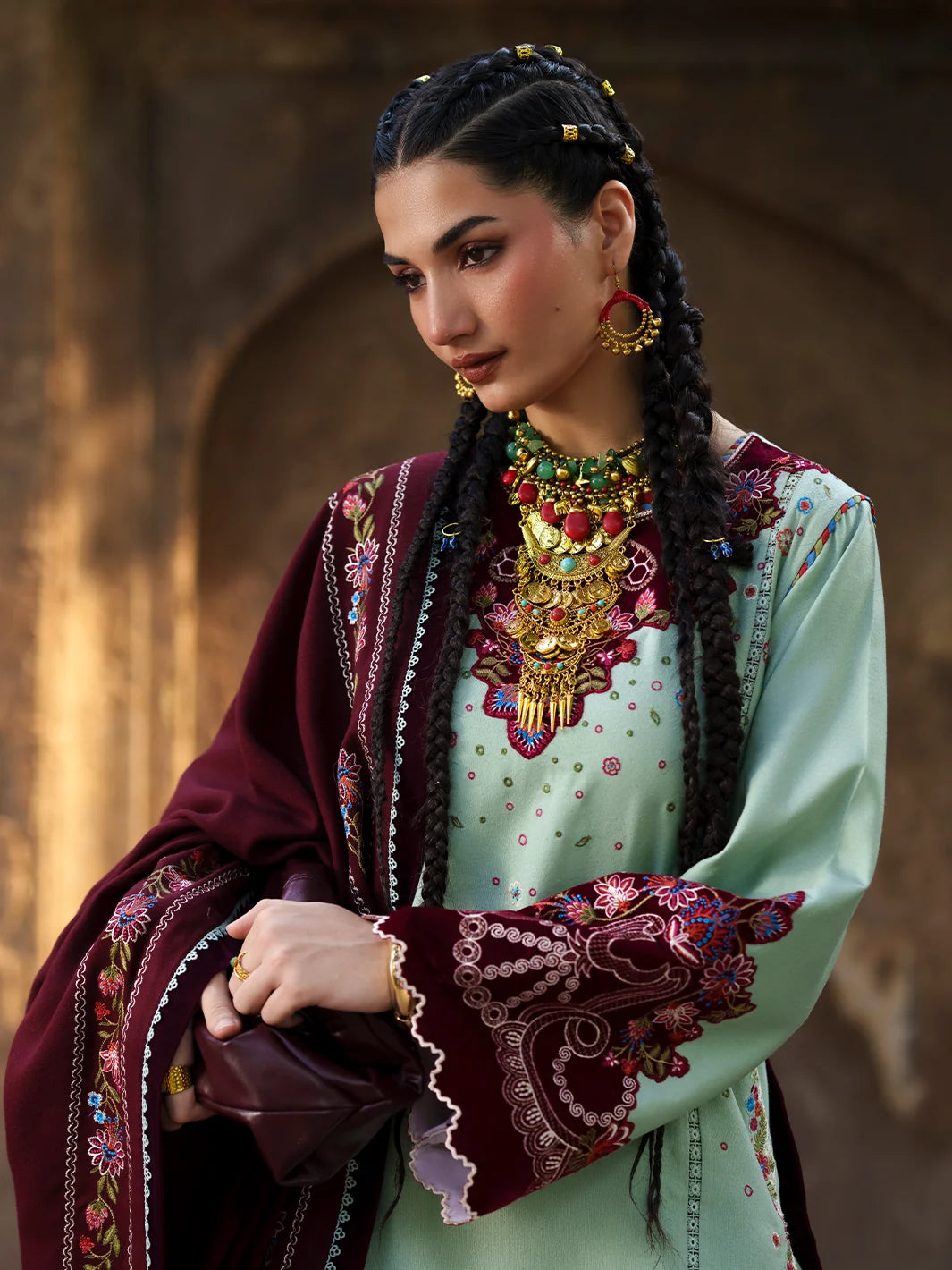 Gulnar by Bin Ilyas Unstitched Embroidered Karandi 3 Piece Suit BI26UGK 1012A - Festive Collection