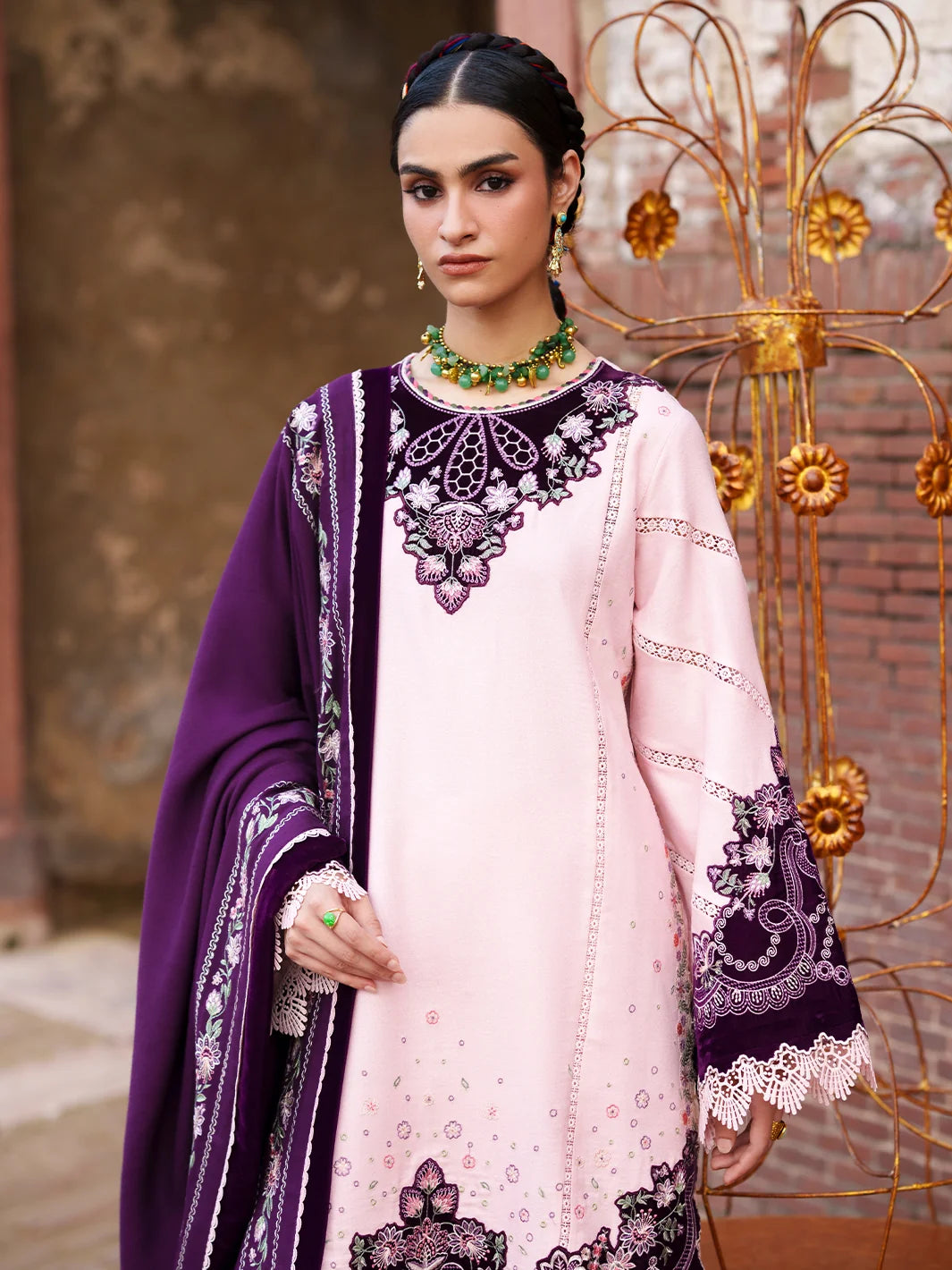 Gulnar by Bin Ilyas Unstitched Embroidered Karandi 3 Piece Suit BI26UGK 1012B - Festive Collection