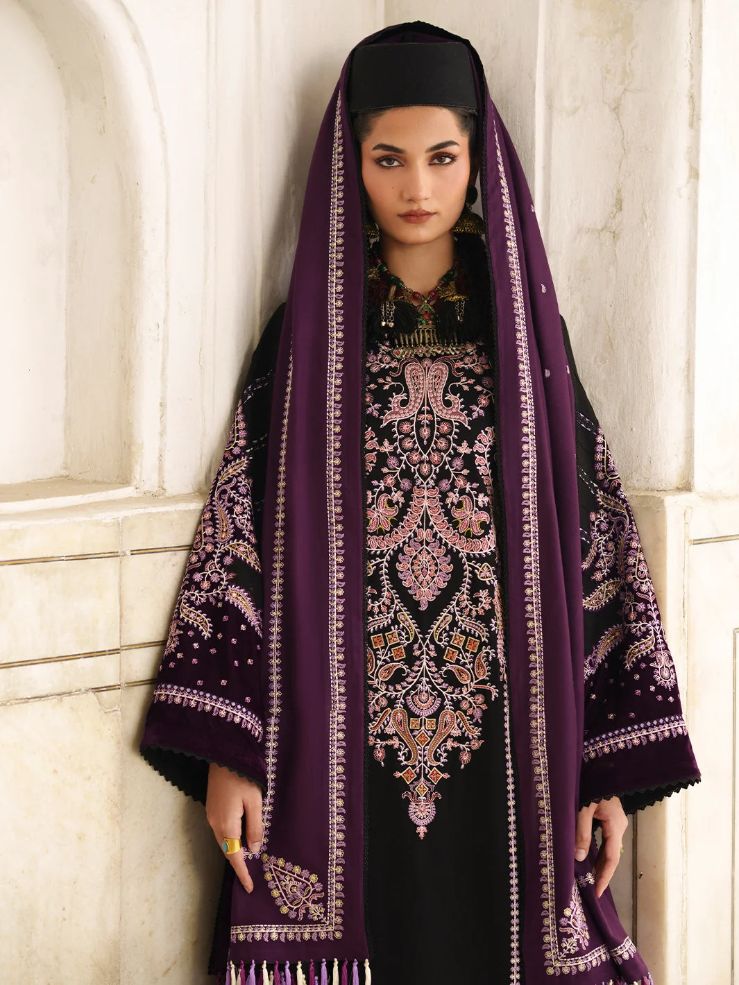 Gulnar by Bin Ilyas Unstitched Embroidered Karandi 3 Piece Suit BI26UGK 1013B - Festive Collection