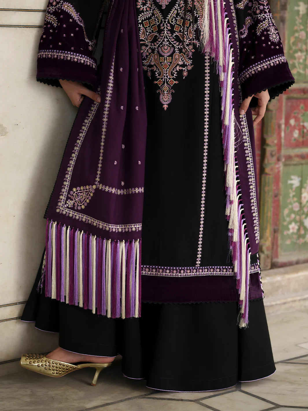 Gulnar by Bin Ilyas Unstitched Embroidered Karandi 3 Piece Suit BI26UGK 1013B - Festive Collection