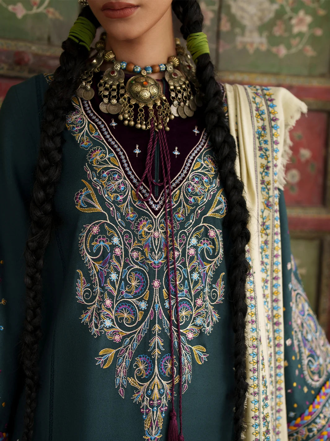 Gulnar by Bin Ilyas Unstitched Embroidered Karandi 3 Piece Suit BI26UGK 1014A - Festive Collection
