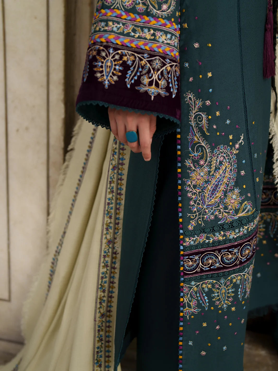 Gulnar by Bin Ilyas Unstitched Embroidered Karandi 3 Piece Suit BI26UGK 1014A - Festive Collection