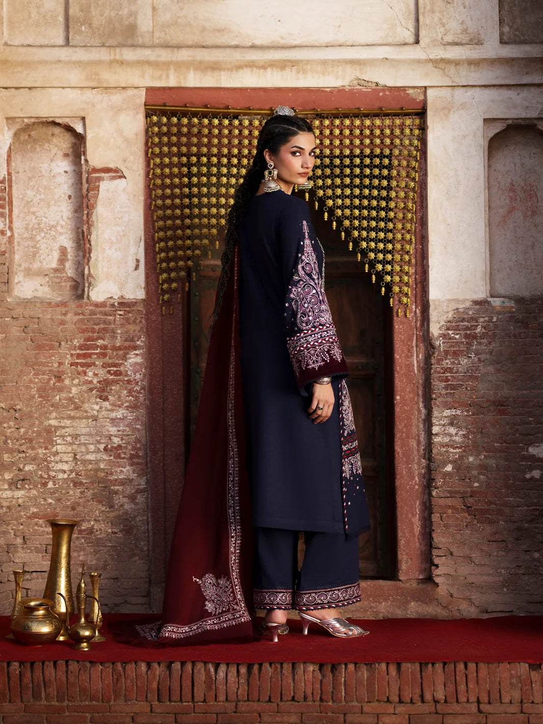 Gulnar by Bin Ilyas Unstitched Embroidered Karandi 3 Piece Suit BI26UGK 1014B - Festive Collection