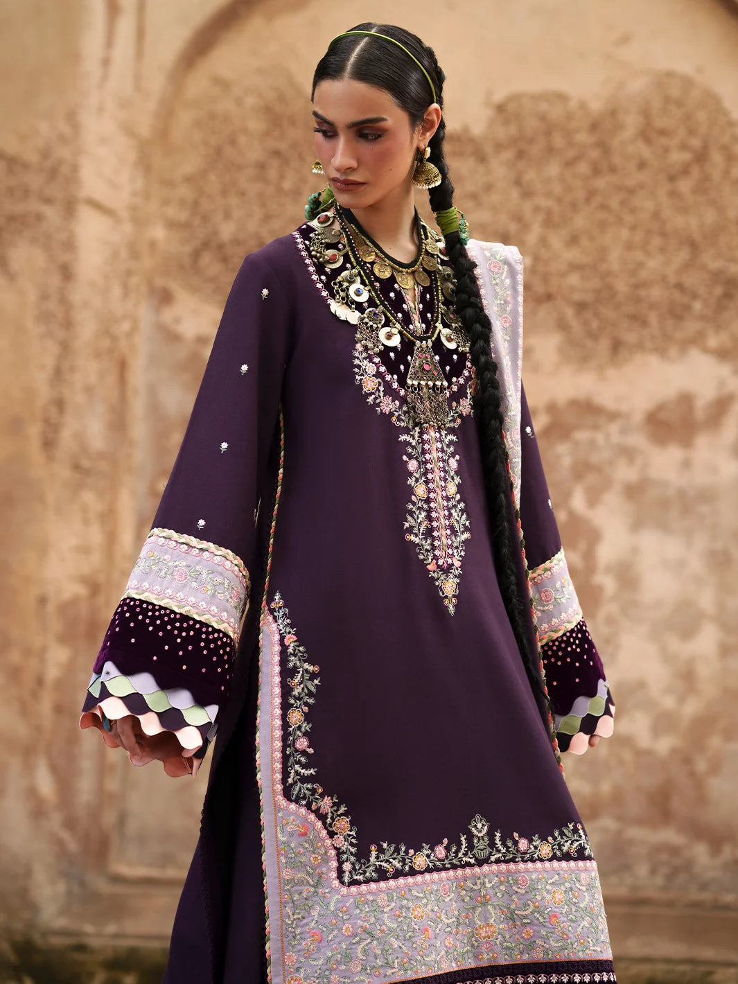 Gulnar by Bin Ilyas Unstitched Embroidered Karandi 3 Piece Suit BI26UGK 1016B - Festive Collection