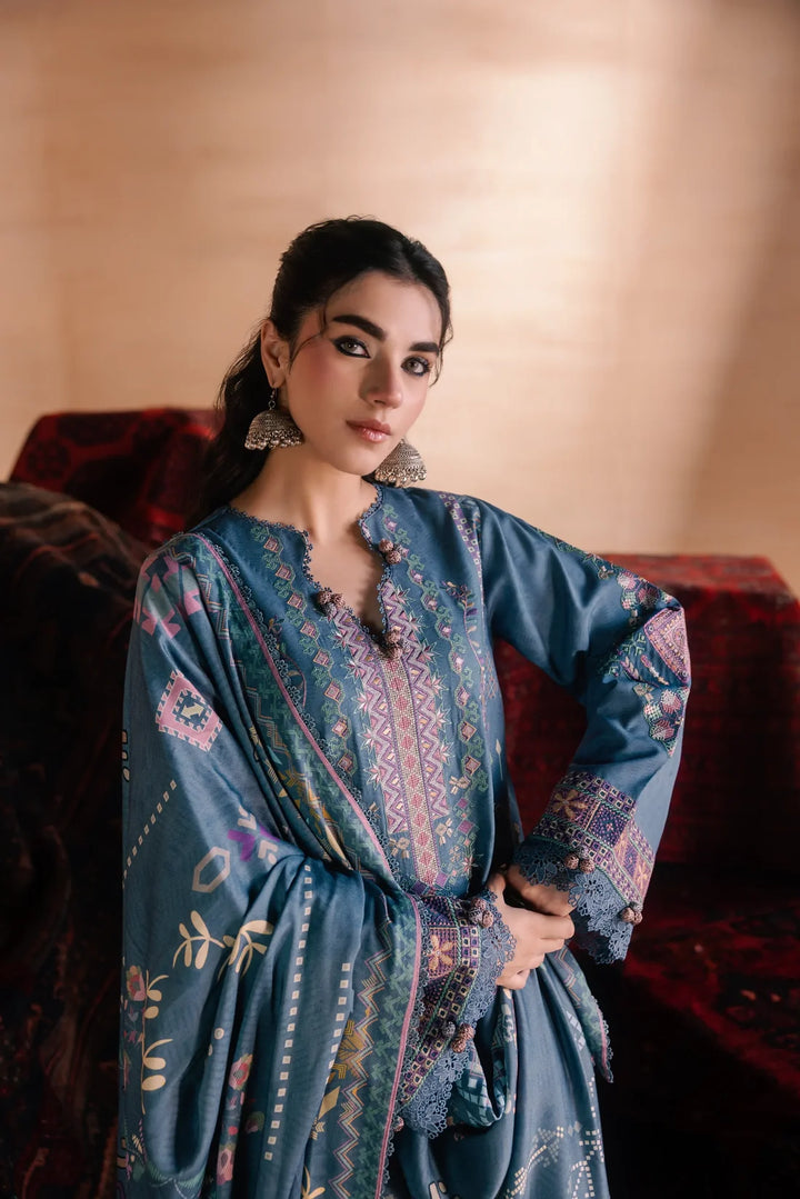 One Nation by Florent Unstitched Embroidered Viscose 3 Piece Suit FL26UON Serein - Casual Collection