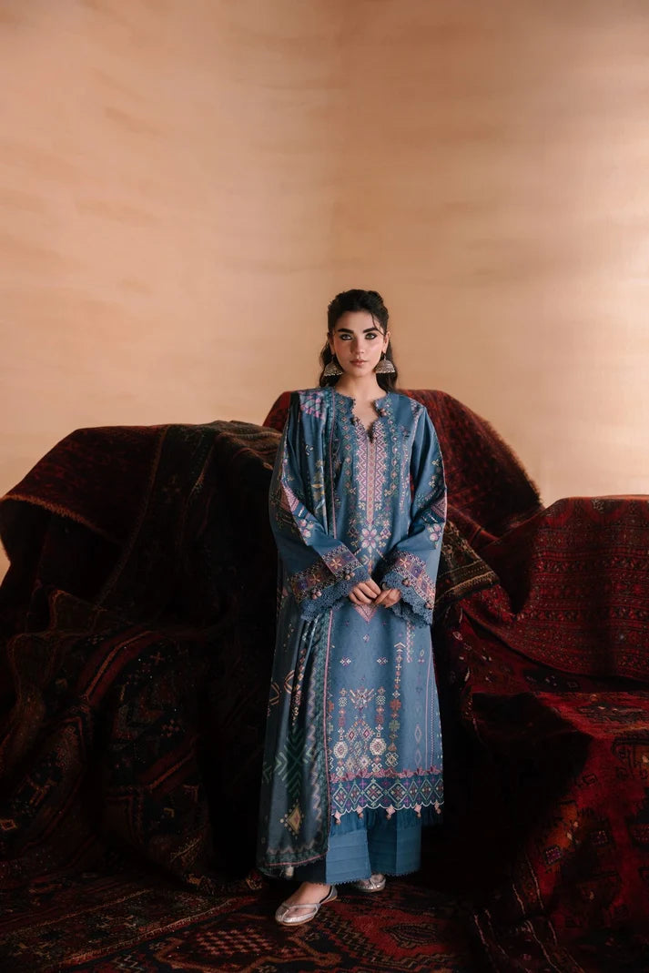 One Nation by Florent Unstitched Embroidered Viscose 3 Piece Suit FL26UON Serein - Casual Collection