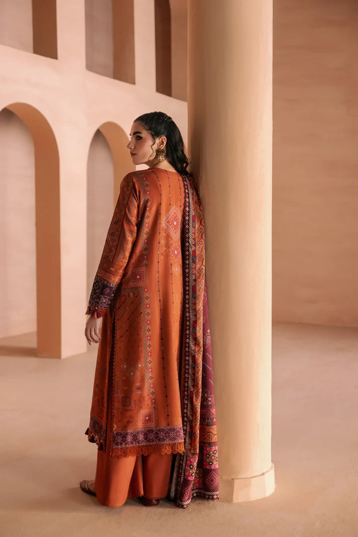 One Nation by Florent Unstitched Embroidered Viscose 3 Piece Suit FL26UON Zareen - Casual Collection