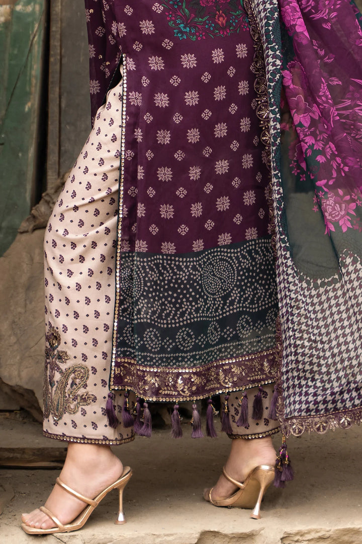 Vasal by Charizma Unstitched Embroidered Chiffon 3 Piece Suit CHR26UVC VSLW6-12 - Festive Collection