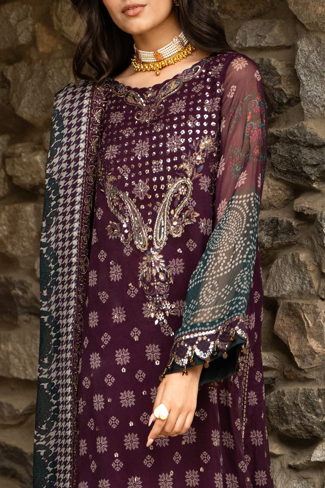 Vasal by Charizma Unstitched Embroidered Chiffon 3 Piece Suit CHR26UVC VSLW6-12 - Festive Collection