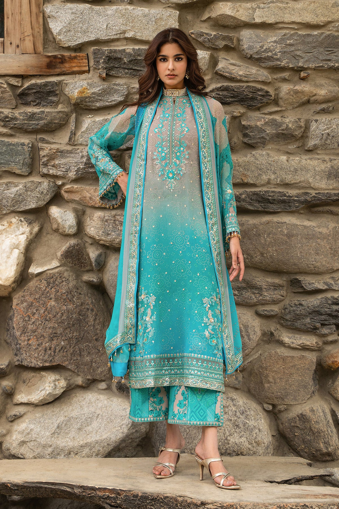 Vasal by Charizma Unstitched Embroidered Chiffon 4 Piece Suit CHR26UVC VSLW6-17 - Festive Collection