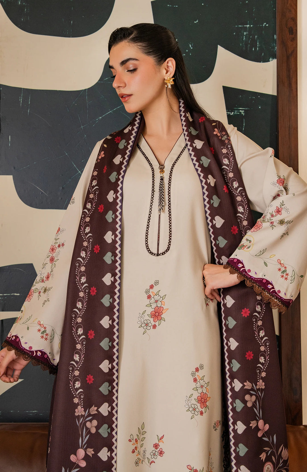 Bellini by Seran Unstitched Printed Viscose 3 Piece Suit SN26UBW EVARA D-08 - Winter Collection
