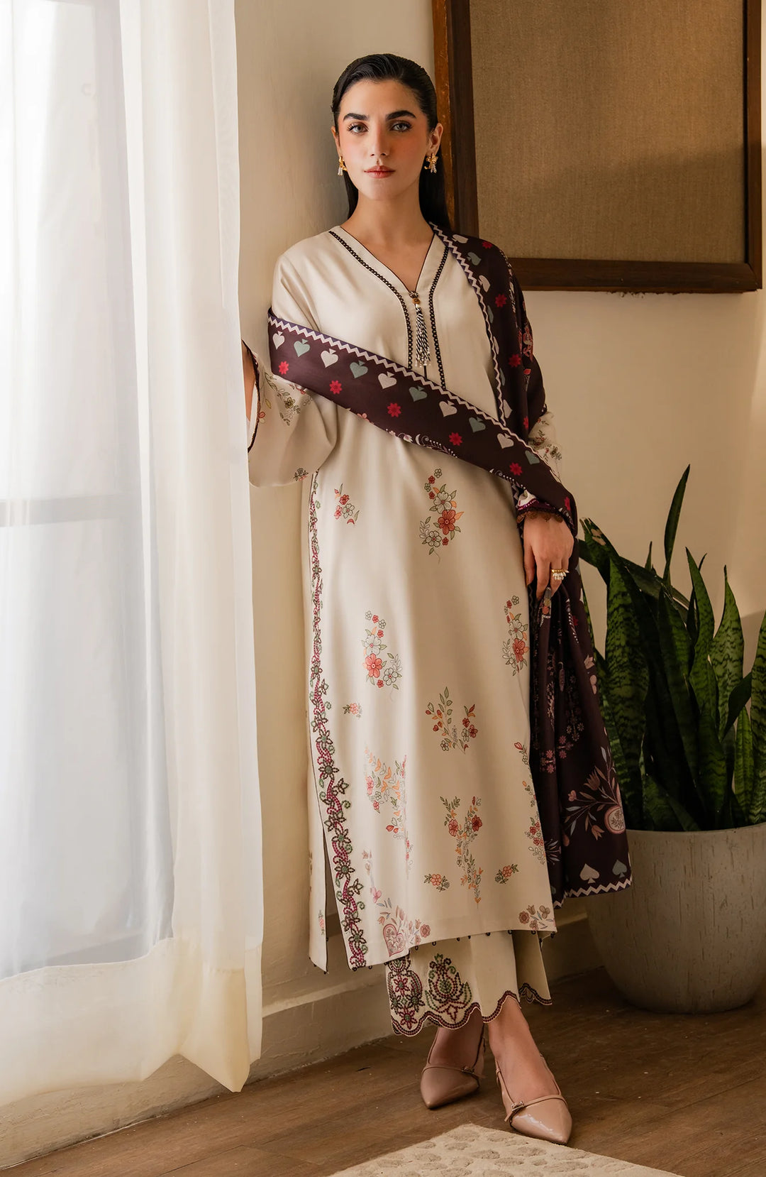 Bellini by Seran Unstitched Printed Viscose 3 Piece Suit SN26UBW EVARA D-08 - Winter Collection