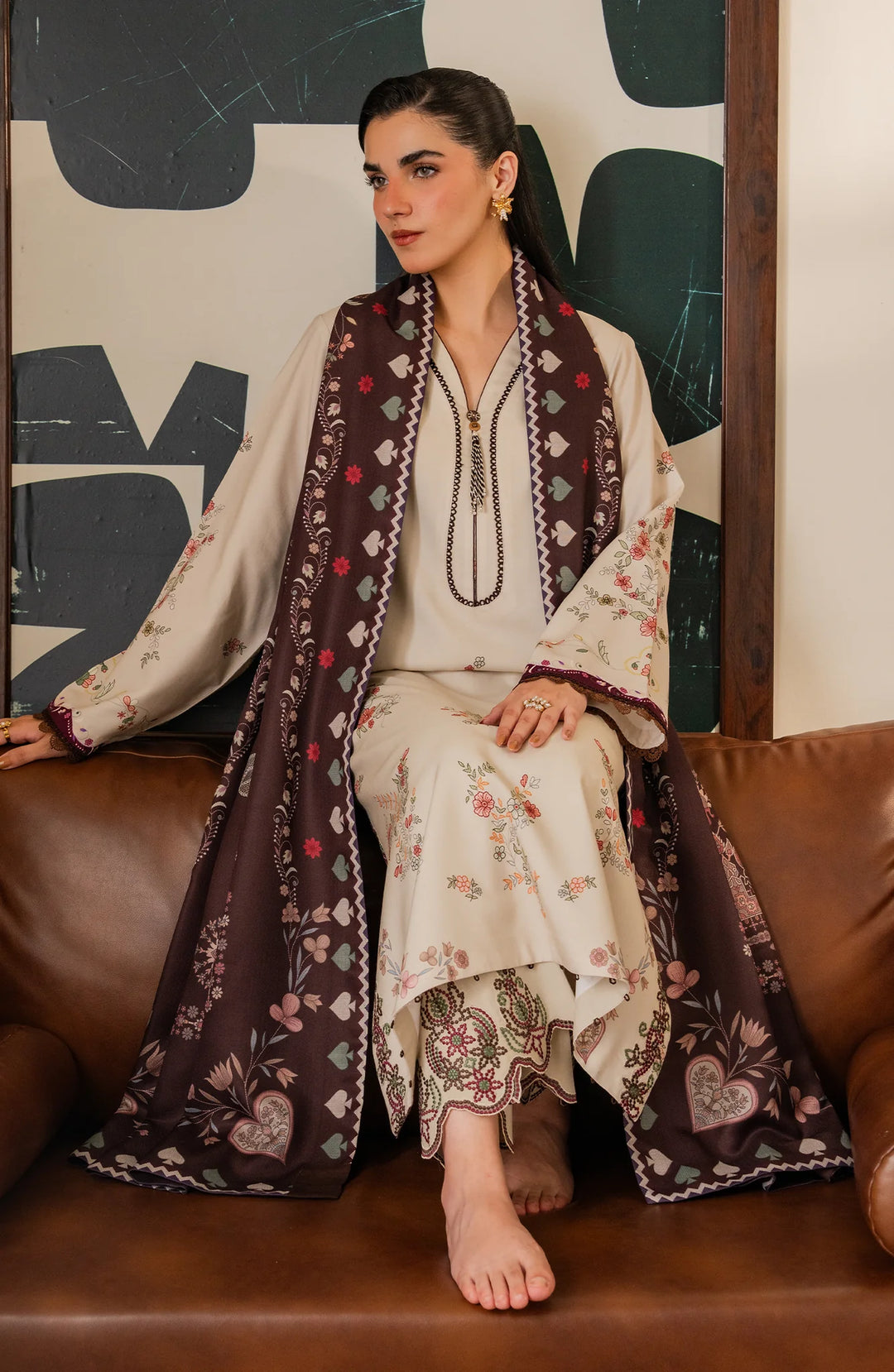 Bellini by Seran Unstitched Printed Viscose 3 Piece Suit SN26UBW EVARA D-08 - Winter Collection