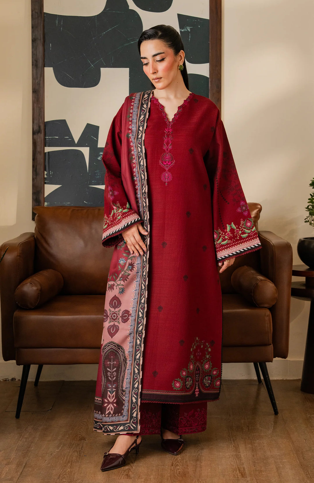 Bellini by Seran Unstitched Printed Khaddar 3 Piece Suit SN26UBW Varelle D-12 - Winter Collection