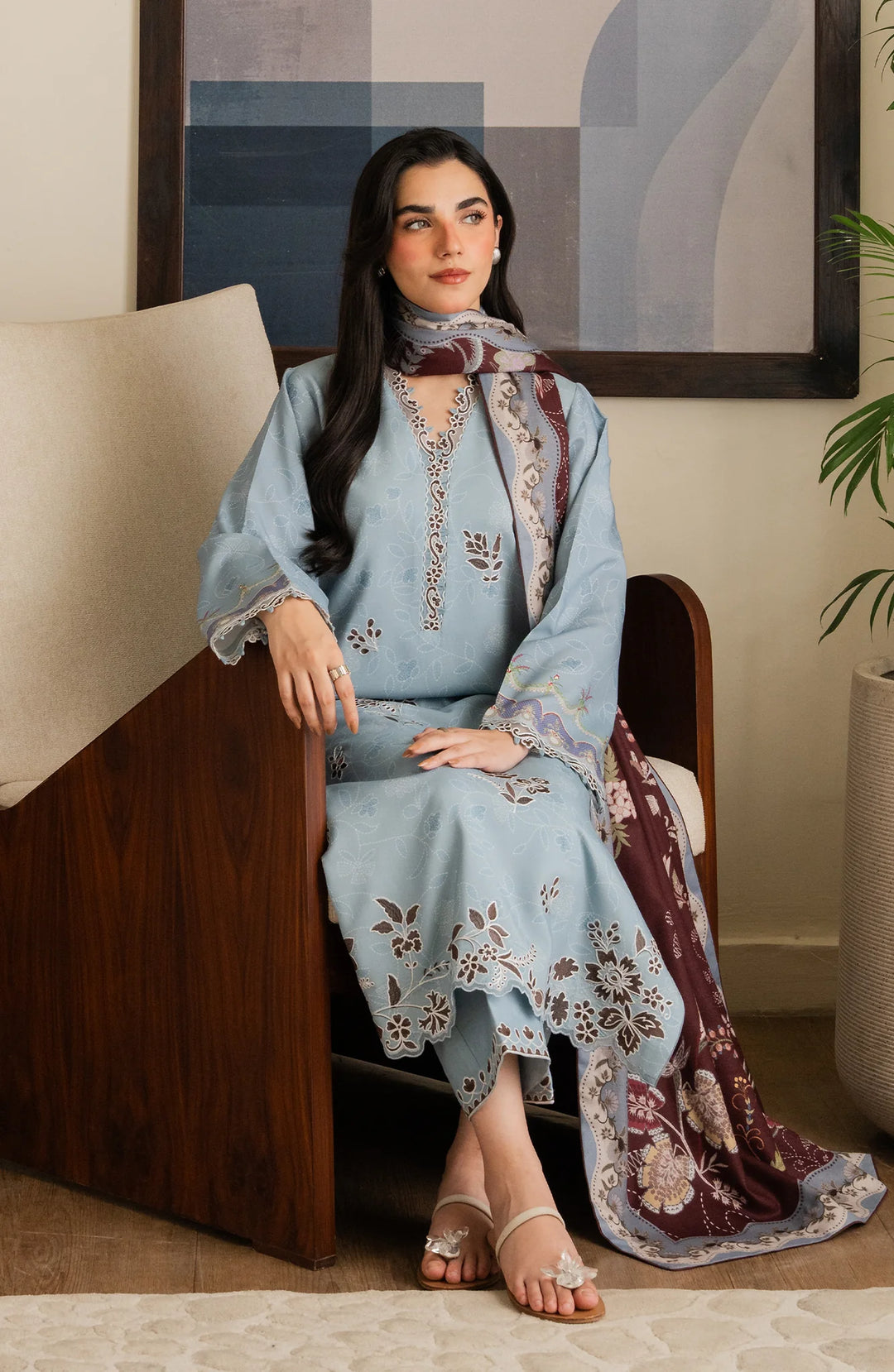 Bellini by Seran Unstitched Embroidered Viscose 3 Piece Suit SN26UBW NERRA D-11 - Winter Collection