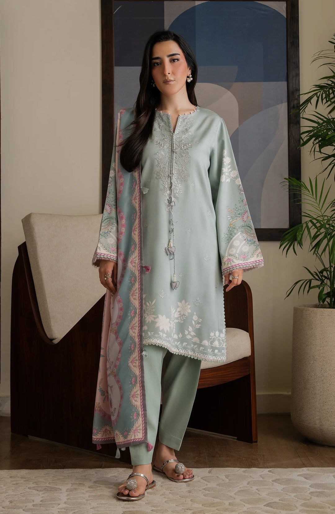 Bellini by Seran Unstitched Embroidered Corduroy 3 Piece Suit SN26UBW Nelle D-05 - Winter Collection