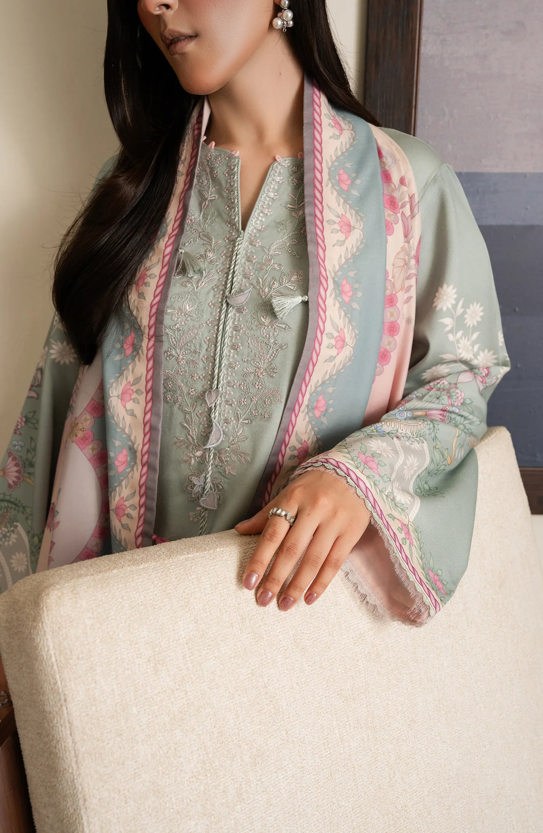 Bellini by Seran Unstitched Embroidered Corduroy 3 Piece Suit SN26UBW Nelle D-05 - Winter Collection