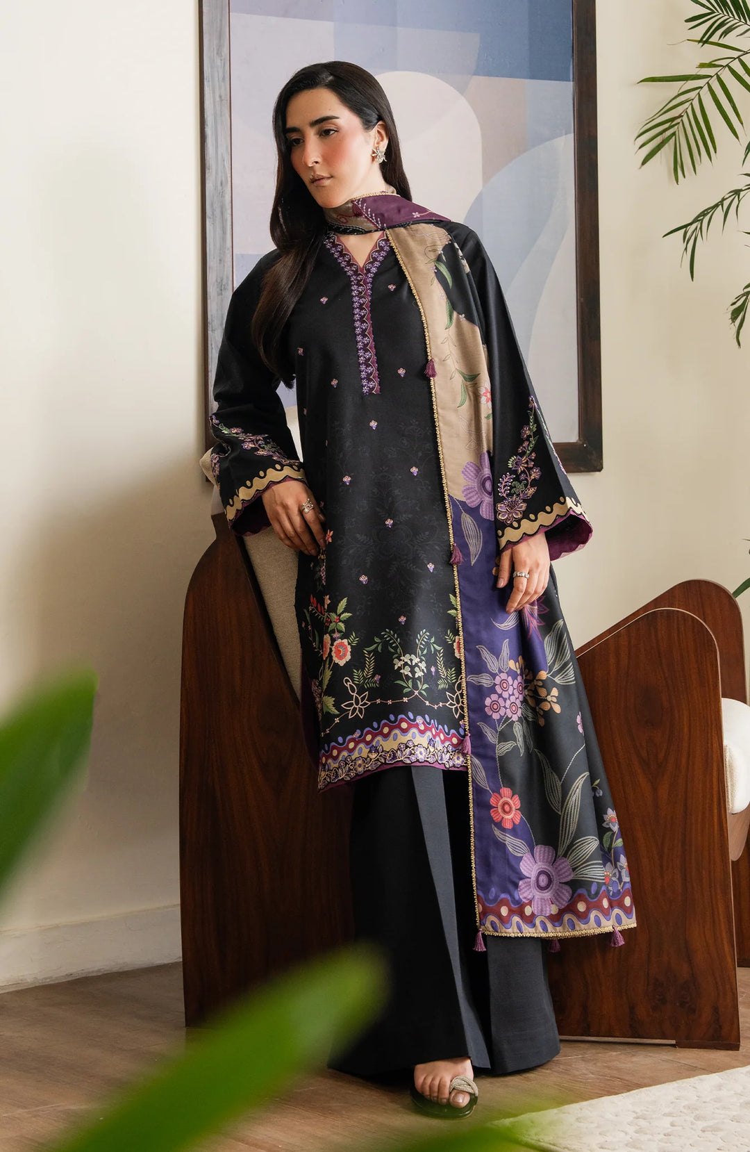 Bellini by Seran Unstitched Embroidered Khaddar 3 Piece Suit SN26UBW Nivelle D-04 - Winter Collection