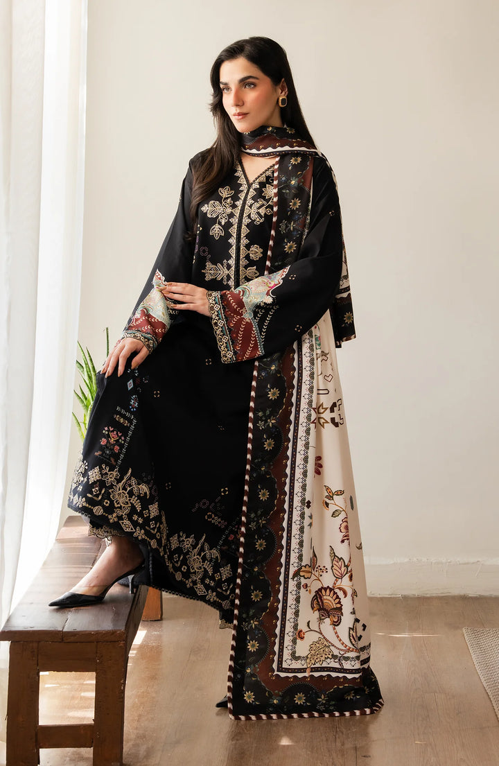 Bellini by Seran Unstitched Embroidered Viscose 3 Piece Suit SN26UBW NAIREL D-09 - Winter Collection