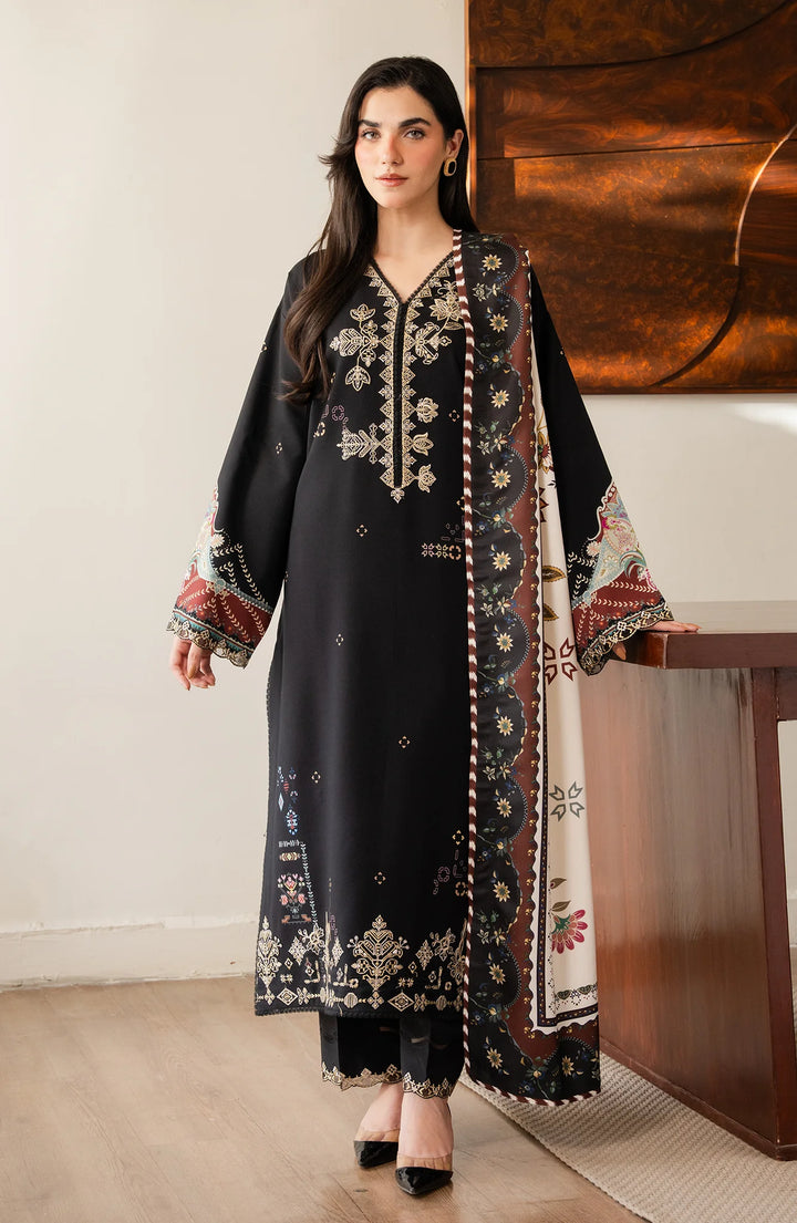Bellini by Seran Unstitched Embroidered Viscose 3 Piece Suit SN26UBW NAIREL D-09 - Winter Collection