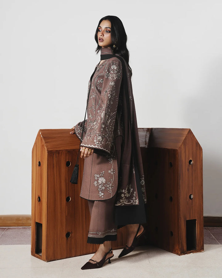 Jugnu by Hussain Rehar Unstitched Embroidered Karandi 3 Piece Suit HR26UJK Jabah - Winter Collection