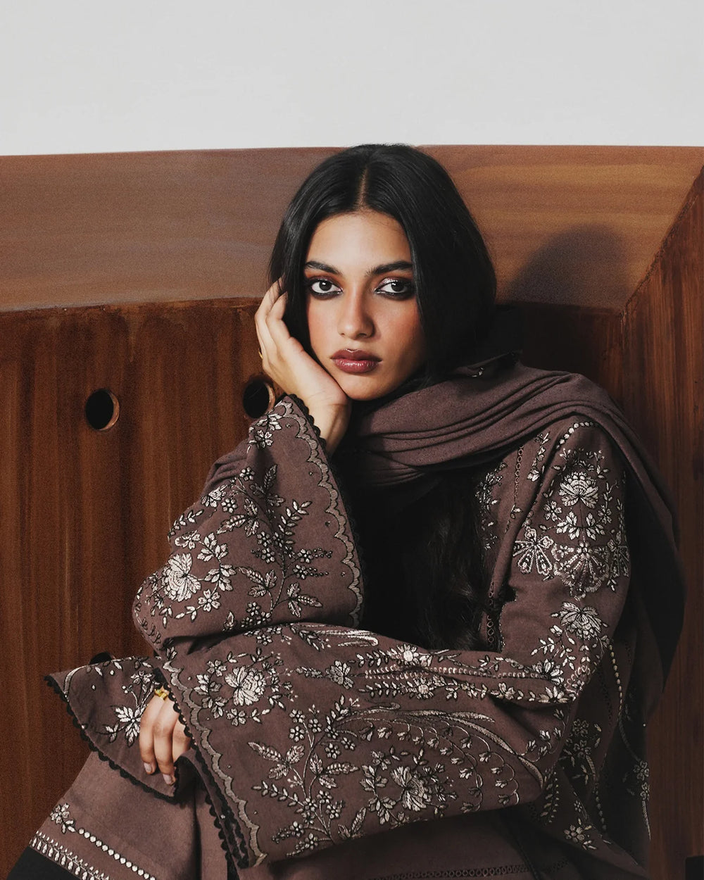 Jugnu by Hussain Rehar Unstitched Embroidered Karandi 3 Piece Suit HR26UJK Jabah - Winter Collection